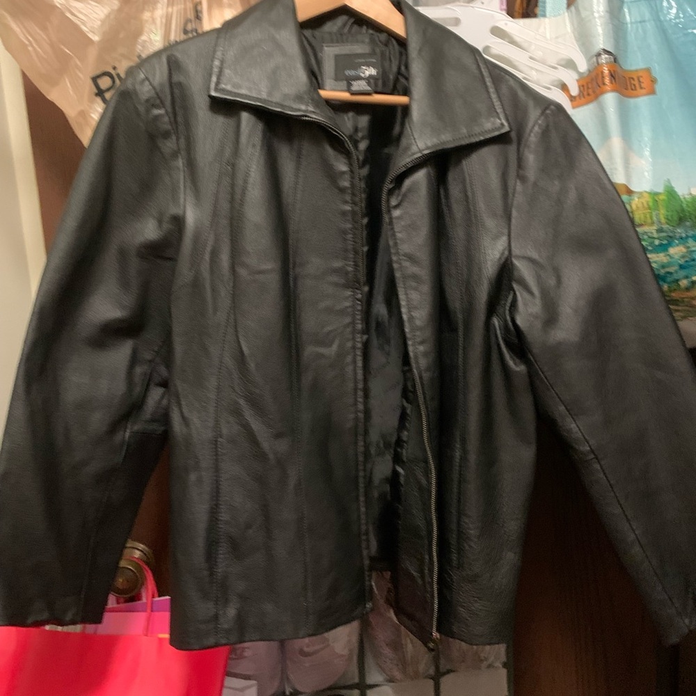 Black east5th genuine leather jacket XL